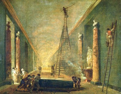 Vista della Grande Galleria del Louvre durante il restauro, 1798-99 da Hubert Robert